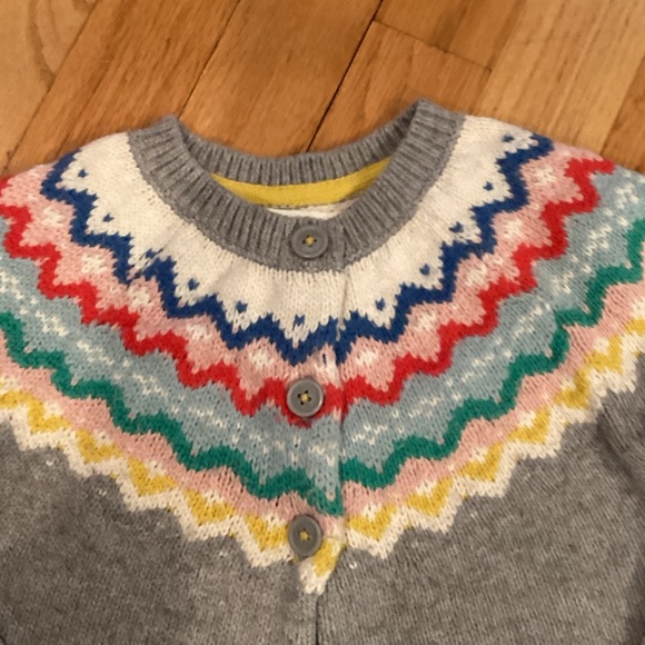 Mini Boden Gray Sweater with Colorful Chevron Design - Picture 2 of 4